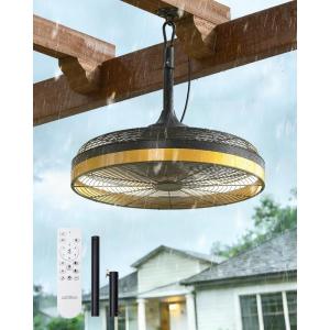 image:imageaddlon 20 Outdoor Ceiling Fan with Light for Patios IP65 Waterproof Gazebo Fan with RemoteampAPP Control360 Adjustable Tilt6 Speeds3CCT Dimmable Wall Mount Ceiling Fan with Hook Hanging for PorchCeiling MountBlack Yellow