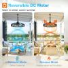 image:imageaddlon 20 Inch Outdoor Ceiling Fan with Light for Patio IP65 Waterproof Plug in Caged Hanging Fan Remote Control 3 CCT 6 Speeds Reversible Outdoor Fan for Gazebo Pergola PorchMatte Black  Without Light