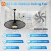 image:imageaddlon Outdoor Ceiling Fan with Light for Patios 20 IP65 Waterproof Gazebo Fan RemoteampAPP Control 6 Speeds 3CCT Dimmable Plug in Ceiling Fan with Hook Hanging Caged Fan for Pergola Porch Canopy24 inch With Light
