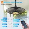 image:imageaddlon Outdoor Ceiling Fan with Light for Patios 20 IP65 Waterproof Gazebo Fan RemoteampAPP Control 6 Speeds 3CCT Dimmable Plug in Ceiling Fan with Hook Hanging Caged Fan for Pergola Porch Canopy20 inch With Light