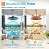 image:imageaddlon Outdoor Ceiling Fan with Light for Patios 20 IP65 Waterproof Gazebo Fan RemoteampAPP Control 6 Speeds 3CCT Dimmable Plug in Ceiling Fan with Hook Hanging Caged Fan for Pergola Porch Canopy24 inch No Light
