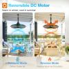 image:imageaddlon Outdoor Ceiling Fan with Light for Patios 20 IP65 Waterproof Gazebo Fan RemoteampAPP Control 6 Speeds 3CCT Dimmable Plug in Ceiling Fan with Hook Hanging Caged Fan for Pergola Porch Canopy20 inch With Light