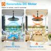 image:imageaddlon Outdoor Ceiling Fan with Light for Patios 20 IP65 Waterproof Gazebo Fan RemoteampAPP Control 6 Speeds 3CCT Dimmable Plug in Ceiling Fan with Hook Hanging Caged Fan for Pergola Porch Canopy20 inch No Light