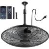 image:imageaddlon Outdoor Ceiling Fan with Light for Patios 20 IP65 Waterproof Gazebo Fan RemoteampAPP Control 6 Speeds 3CCT Dimmable Plug in Ceiling Fan with Hook Hanging Caged Fan for Pergola Porch Canopy20 inch No Light
