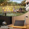 image:imageaddlon 102FT96FT6 Solar String Lights Outdoor Waterproof with USB Port amp Remote Control Solar Patio Lights for Outside Solar Powered with 34 LED Dimmable Bulbs for Porch Garden Deck Halloween966FT32 Sockets