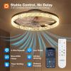 image:imageaddlon Ceiling Fans with Lights and Remote 24 Low Profile Ceiling Fans 30006000K Dimmable Modern Flush Mount LED Fan Light Fandelier Ceiling Fan for Bedroom Kitchen Living Room BlackBlack  Crystal