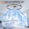 image:imageaddlon Ceiling Fans with Lights and Remote 24 Low Profile Ceiling Fans 30006000K Dimmable Modern Flush Mount LED Fan Light Fandelier Ceiling Fan for Bedroom Kitchen Living Room WhiteBlack