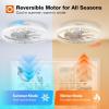 image:imageaddlon Ceiling Fans with Lights and Remote 24 Low Profile Ceiling Fans 30006000K Dimmable Modern Flush Mount LED Fan Light Fandelier Ceiling Fan for Bedroom Kitchen Living Room BlackWhite  Crystal