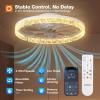 image:imageaddlon Ceiling Fans with Lights and Remote 24 Low Profile Ceiling Fans 30006000K Dimmable Modern Flush Mount LED Fan Light Fandelier Ceiling Fan for Bedroom Kitchen Living Room BlackWhite  Crystal