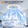 image:imageaddlon Ceiling Fans with Lights and Remote 24 Low Profile Ceiling Fans 30006000K Dimmable Modern Flush Mount LED Fan Light Fandelier Ceiling Fan for Bedroom Kitchen Living Room WhiteWhite  Striped