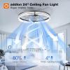 image:imageaddlon Ceiling Fans with Lights and Remote 24 Low Profile Ceiling Fans 30006000K Dimmable Modern Flush Mount LED Fan Light Fandelier Ceiling Fan for Bedroom Kitchen Living Room WhiteBlack  Striped