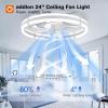 image:imageaddlon Ceiling Fans with Lights and Remote 24 Low Profile Ceiling Fans 30006000K Dimmable Modern Flush Mount LED Fan Light Fandelier Ceiling Fan for Bedroom Kitchen Living Room WhiteWhite