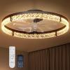 image:imageaddlon Ceiling Fans with Lights and Remote 24 Low Profile Ceiling Fans 30006000K Dimmable Modern Flush Mount LED Fan Light Fandelier Ceiling Fan for Bedroom Kitchen Living Room BlackBlack  Crystal