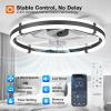 image:imageaddlon Ceiling Fans with Lights and Remote 24 Low Profile Ceiling Fans 30006000K Dimmable Modern Flush Mount LED Fan Light Fandelier Ceiling Fan for Bedroom Kitchen Living Room WhiteBlack