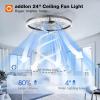 image:imageaddlon Ceiling Fans with Lights and Remote 24 Low Profile Ceiling Fans 30006000K Dimmable Modern Flush Mount LED Fan Light Fandelier Ceiling Fan for Bedroom Kitchen Living Room BlackBlack  Crystal