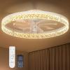image:imageaddlon Ceiling Fans with Lights and Remote 24 Low Profile Ceiling Fans 30006000K Dimmable Modern Flush Mount LED Fan Light Fandelier Ceiling Fan for Bedroom Kitchen Living Room BlackWhite  Crystal
