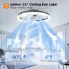 image:imageaddlon Ceiling Fans with Lights and Remote 24 Low Profile Ceiling Fans 30006000K Dimmable Modern Flush Mount LED Fan Light Fandelier Ceiling Fan for Bedroom Kitchen Living Room WhiteBlack