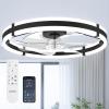 image:imageaddlon Ceiling Fans with Lights and Remote 24 Low Profile Ceiling Fans 30006000K Dimmable Modern Flush Mount LED Fan Light Fandelier Ceiling Fan for Bedroom Kitchen Living Room WhiteBlack