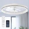 image:imageaddlon Ceiling Fans with Lights and Remote 24 Low Profile Ceiling Fans 30006000K Dimmable Modern Flush Mount LED Fan Light Fandelier Ceiling Fan for Bedroom Kitchen Living Room BlackWhite  Starry