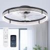 image:imageaddlon Ceiling Fans with Lights and Remote 24 Low Profile Ceiling Fans 30006000K Dimmable Modern Flush Mount LED Fan Light Fandelier Ceiling Fan for Bedroom Kitchen Living Room BlackBlack  Starry