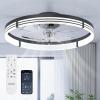 image:imageaddlon Ceiling Fans with Lights and Remote 24 Low Profile Ceiling Fans 30006000K Dimmable Modern Flush Mount LED Fan Light Fandelier Ceiling Fan for Bedroom Kitchen Living Room WhiteBlack  Striped