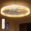 image:imageaddlon Ceiling Fans with Lights and Remote 24 Low Profile Ceiling Fans 30006000K Dimmable Modern Flush Mount LED Fan Light Fandelier Ceiling Fan for Bedroom Kitchen Living Room BlackWhite  Crystal