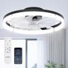 image:imageaddlon Ceiling Fans with Lights and Remote 24 Low Profile Ceiling Fans 30006000K Dimmable Modern Flush Mount LED Fan Light Fandelier Ceiling Fan for Bedroom Kitchen Living Room WhiteBlack