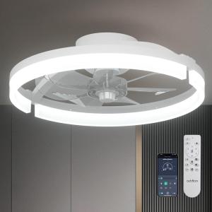 image:imageaddlon Ceiling Fans with Lights and Remote 24 Low Profile Ceiling Fans 30006000K Dimmable Modern Flush Mount LED Fan Light Fandelier Ceiling Fan for Bedroom Kitchen Living Room WhiteWhite