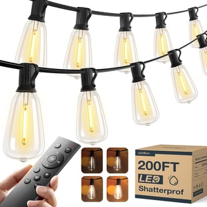 image:imageaddlon 100FT LED Outdoor String Lights with APP Control Waterproof Patio Lights with Shatterproof ST38 Bulbs Dimmable Outside Hanging Light Connectable for Porch Backyard Bristo Garden200FT60 Sockets