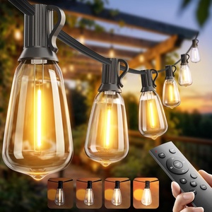 image:imageaddlon 100FT LED Outdoor String Lights with APP Control Waterproof Patio Lights with Shatterproof ST38 Bulbs Dimmable Outside Hanging Light Connectable for Porch Backyard Bristo Garden100FT30 Sockets