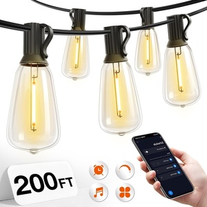 image:imageaddlon 196FT Outdoor String Lights for Outside with APP Control Waterproof Patio Lights with Plastic ST38 LED Edison Bulbs Outdoor Lighting Extra Long for Backyard Bistro Porch Garden Pergola Party196FTSmart