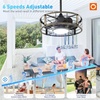 image:imageaddlon 20 Inch Outdoor Ceiling Fans with Lights IP65 Waterproof Plug in Caged Hanging Fan for Gazebo Remote Control 3 CCT 6 Speeds Reversible Outdoor Fan for Patio Pergola PorchBlack Brushed Gold