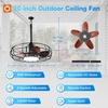 image:imageaddlon 20 Inch Outdoor Ceiling Fans with Lights IP65 Waterproof Plug in Caged Hanging Fan for Gazebo Remote Control 3 CCT 6 Speeds Reversible Outdoor Fan for Patio Pergola PorchBronze