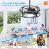 image:imageaddlon 20 Inch Outdoor Ceiling Fans with Lights IP65 Waterproof Plug in Caged Hanging Fan for Gazebo Remote Control 3 CCT 6 Speeds Reversible Outdoor Fan for Patio Pergola PorchBlack