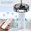 image:imageaddlon 20 Inch Outdoor Ceiling Fans with Lights IP65 Waterproof Plug in Caged Hanging Fan for Gazebo Remote Control 3 CCT 6 Speeds Reversible Outdoor Fan for Patio Pergola PorchBlack Mesh Cage