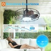 image:imageaddlon 20 Inch Outdoor Ceiling Fans with Lights IP65 Waterproof Plug in Caged Hanging Fan for Gazebo Remote Control 3 CCT 6 Speeds Reversible Outdoor Fan for Patio Pergola PorchBronze