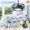 image:imageaddlon 20 Inch Outdoor Ceiling Fans with Lights IP65 Waterproof Plug in Caged Hanging Fan for Gazebo Remote Control 3 CCT 6 Speeds Reversible Outdoor Fan for Patio Pergola PorchBlack Mesh Cage