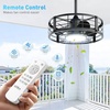image:imageaddlon 20 Inch Outdoor Ceiling Fans with Lights IP65 Waterproof Plug in Caged Hanging Fan for Gazebo Remote Control 3 CCT 6 Speeds Reversible Outdoor Fan for Patio Pergola PorchBlack