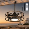 image:imageaddlon 20 Inch Outdoor Ceiling Fans with Lights IP65 Waterproof Plug in Caged Hanging Fan for Gazebo Remote Control 3 CCT 6 Speeds Reversible Outdoor Fan for Patio Pergola PorchBlack Brushed Gold