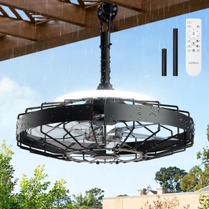 image:imageaddlon 20 Inch Outdoor Ceiling Fans with Lights IP65 Waterproof Plug in Caged Hanging Fan for Gazebo Remote Control 3 CCT 6 Speeds Reversible Outdoor Fan for Patio Pergola PorchGraphite Black
