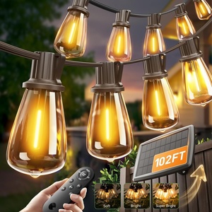 image:imageaddlon 150FT1446 Solar String Lights Outdoor with Remote LongLasting Waterproof Patio Lights Dimmable amp Timable Hanging Solar Light with 45 LED Bulbs for Outside Yard Garden Camping Gazebo966FT32 Sockets