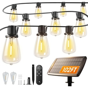 image:imageaddlon 150FT1446 Solar String Lights Outdoor with Remote LongLasting Waterproof Patio Lights Dimmable amp Timable Hanging Solar Light with 45 LED Bulbs for Outside Yard Garden Camping Gazebo966FT48 Sockets
