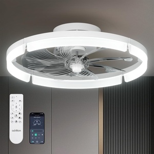 image:imageaddlon 2 Pack Ceiling Fans with Lights and Remote 20 Low Profile Ceiling Fans 30006000K Dimmable Modern Flush Mount LED Fan Light Fandelier Ceiling Fan for Bedroom Kitchen Living RoomWhite  Frosted