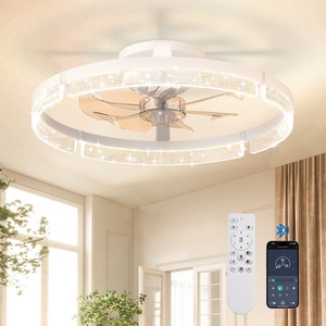 image:imageaddlon 2 Pack Ceiling Fans with Lights and Remote 20 Low Profile Ceiling Fans 30006000K Dimmable Modern Flush Mount LED Fan Light Fandelier Ceiling Fan for Bedroom Kitchen Living RoomWhite  Starry