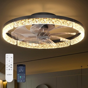 image:imageaddlon 2 Pack Ceiling Fans with Lights and Remote 20 Low Profile Ceiling Fans 30006000K Dimmable Modern Flush Mount LED Fan Light Fandelier Ceiling Fan for Bedroom Kitchen Living RoomBlack