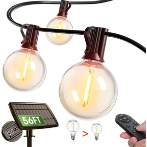 image:imageaddlon 50FT Solar String Lights for Outside G50 Waterproof with USB Port Solar Patio Lights Outdoor Solar Powered LED Bulbs 3 Light Modes for Backyard Porch Garden Market Bistro Camping56FT
