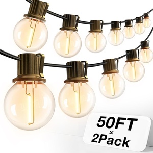 image:imageaddlon 100FT2Pack50FT Outdoor String Lights G40 Globe LED Patio Lights Waterproof with 54 Shatterproof Bulbs4 Spare ETL Dimmable Outside Hanging Lights Connectable for Yard Garden Backyard100FT50 Sockets