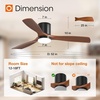 image:imageaddlon 2 Pack 52 Inch Ceiling Fans with Lights Downrod Remote Wood Black  3CCT Dimmable Light 6 Speeds Quiet Reversible DC Motor 3 Wood Blades Timer Memory IndoorCovered Outdoor areasFlush Mount
