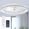 image:imageaddlon 27 Flower Low Profile Ceiling Fans with Lights and Remote White  Flush Mount Fandelier RemoteBluetooth App Control 30006000K Dimmable LED Timer Memory Bedroom Kitchen Living roomWhite  Starry