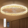 image:imageaddlon 27 Flower Low Profile Ceiling Fans with Lights and Remote White  Flush Mount Fandelier RemoteBluetooth App Control 30006000K Dimmable LED Timer Memory Bedroom Kitchen Living roomWhite  Crystal